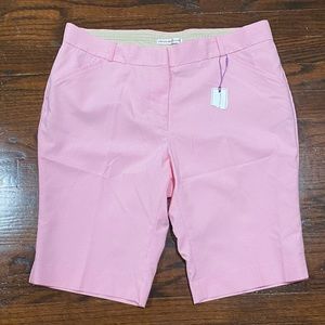 NWT! Peter Millar Golf Bermuda Shorts Womens 10 Pink White Stripe 11” inseam $89
